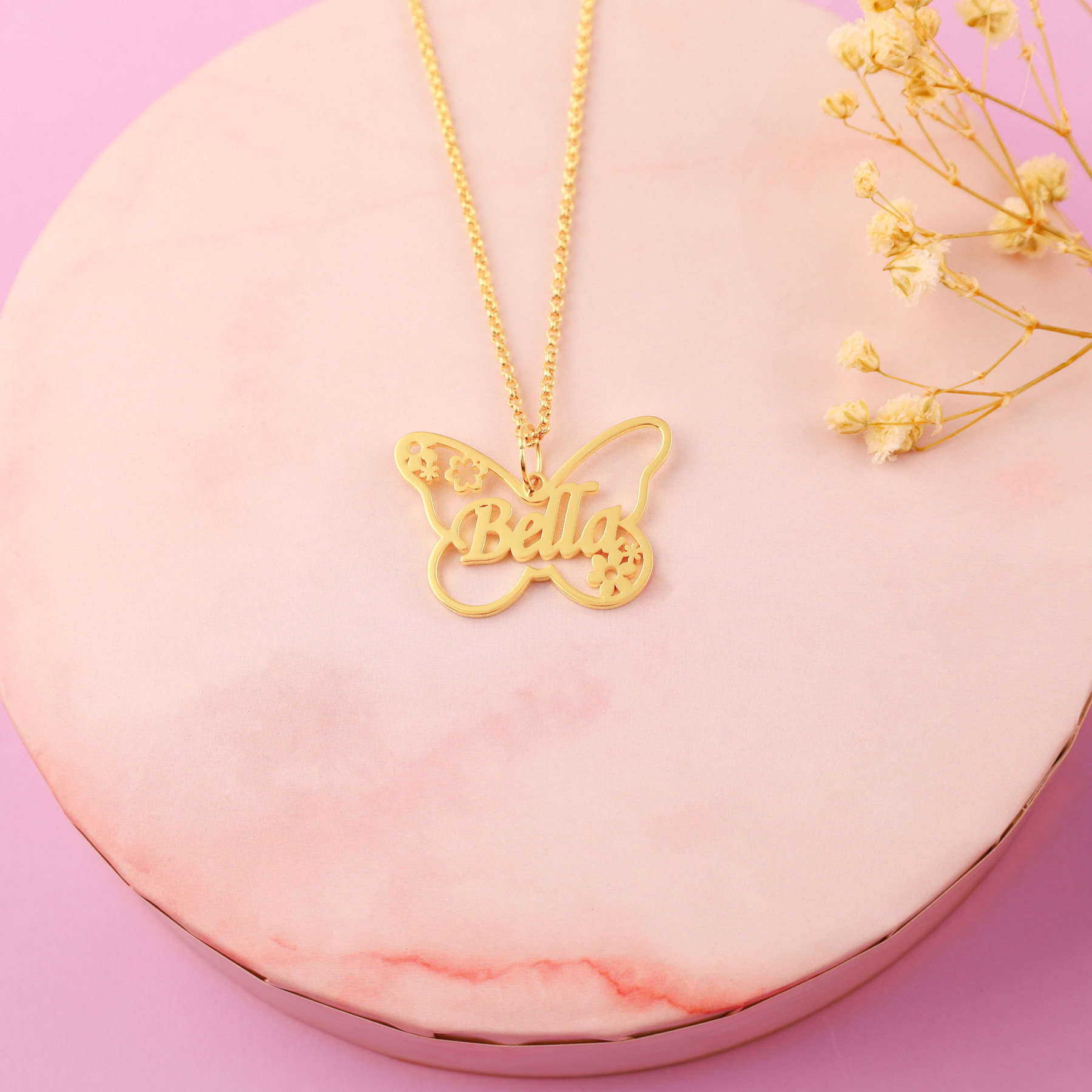 Collier Prénom Personnalisé Pendentif Papillon