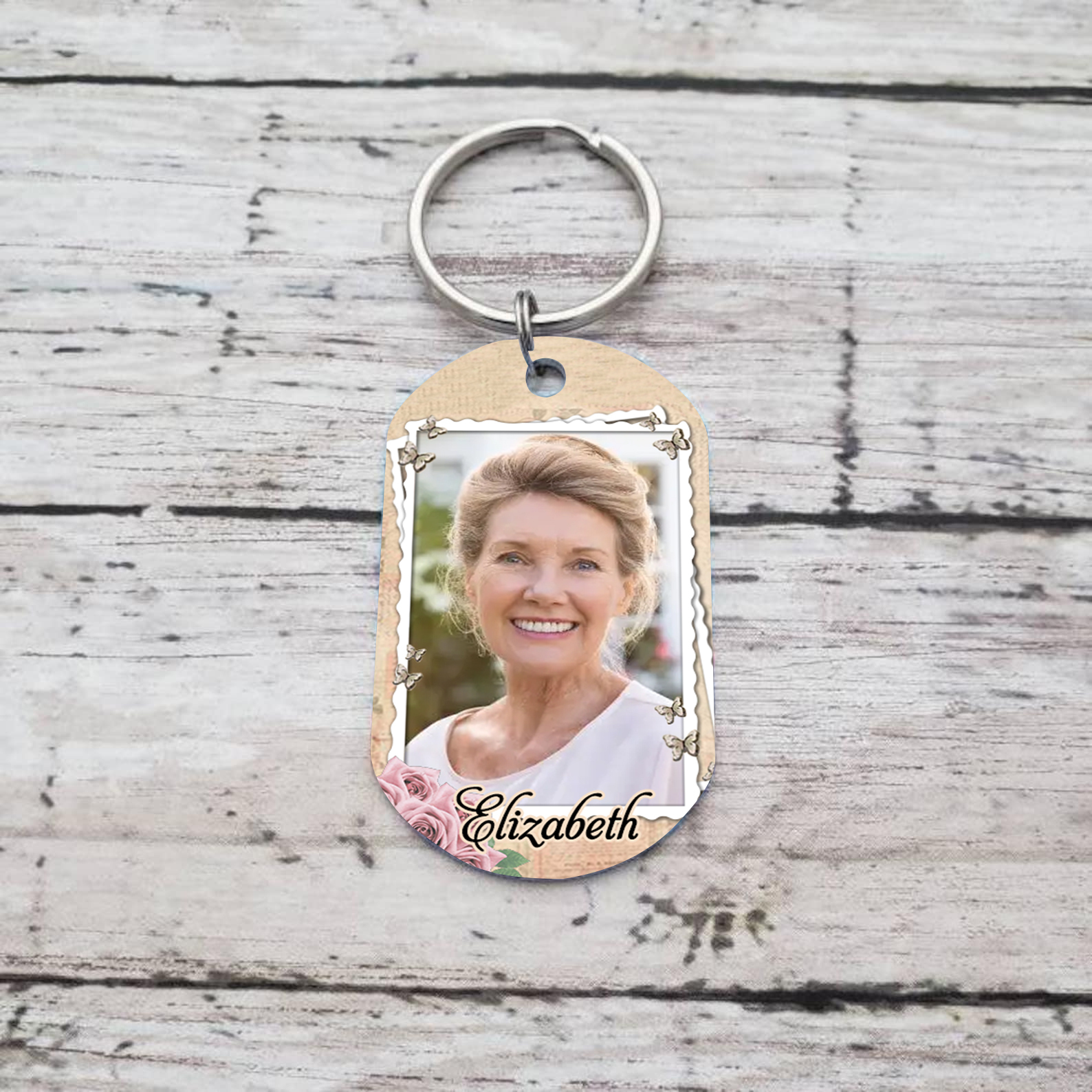 Porte-Clés Commémoratif 1 Prénom et Photo Personnalisés Le moment où ton coeur s'est arrêté le mien a changé pour toujours