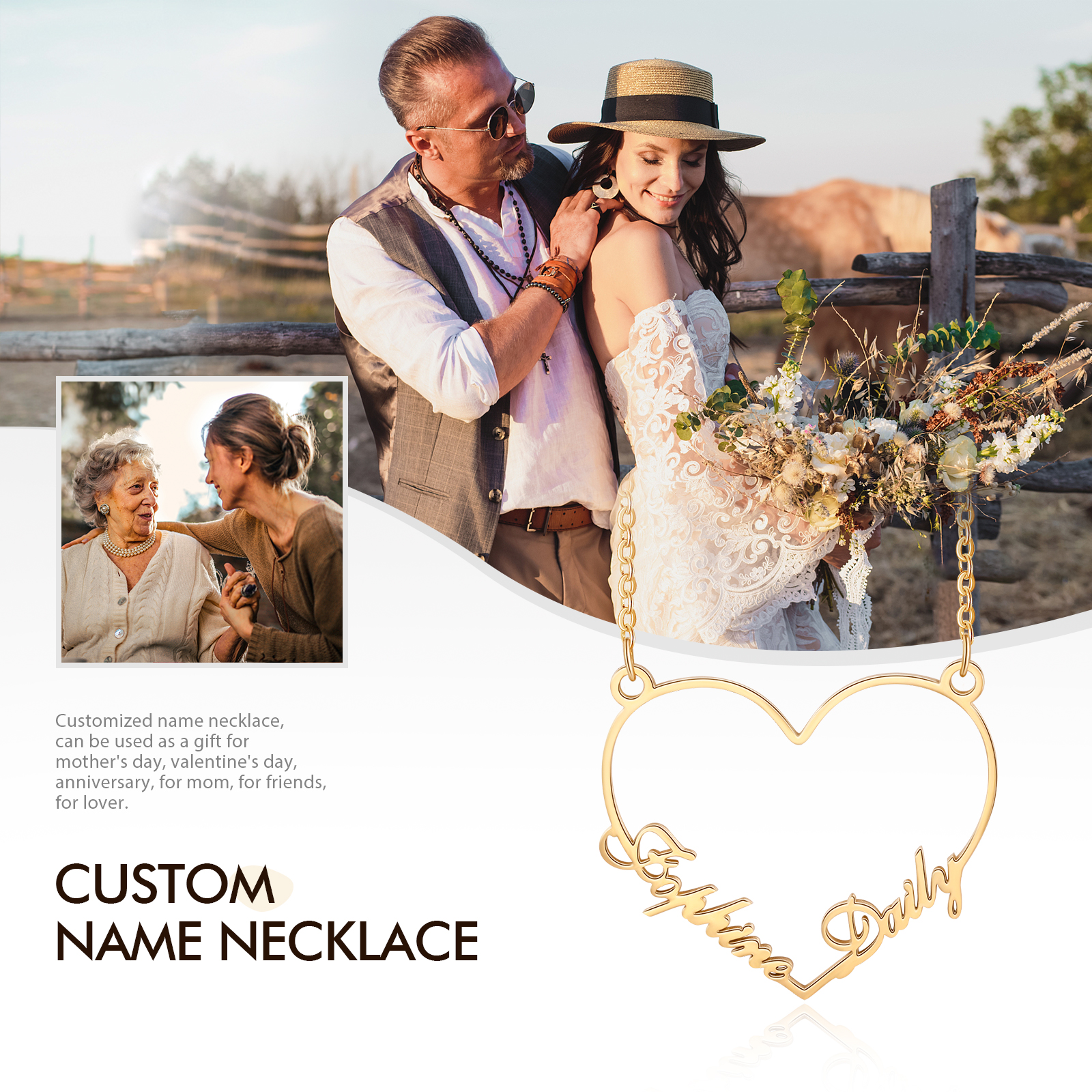 À ma meilleur amie - Collier Cœur 2 Prénom Personnalis