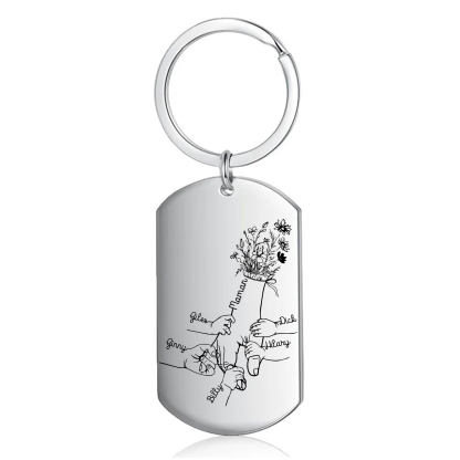 À Ma Maman/Mamie - Porte-Clés la Main dans la Main 2-7 Noms Personnalisés