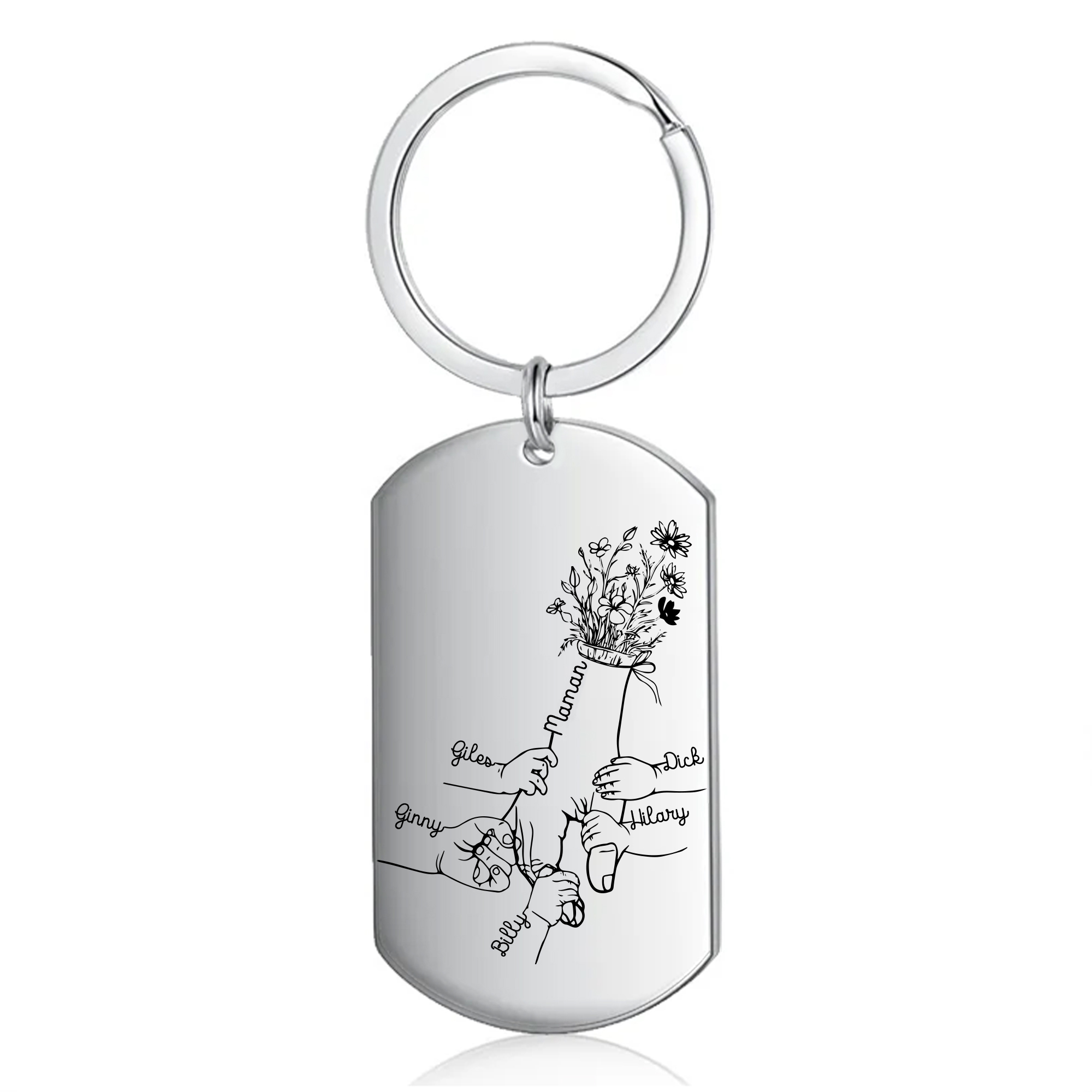 À Ma Maman - Porte-Clés la Main dans la Main 6 Prénoms Personnalisés