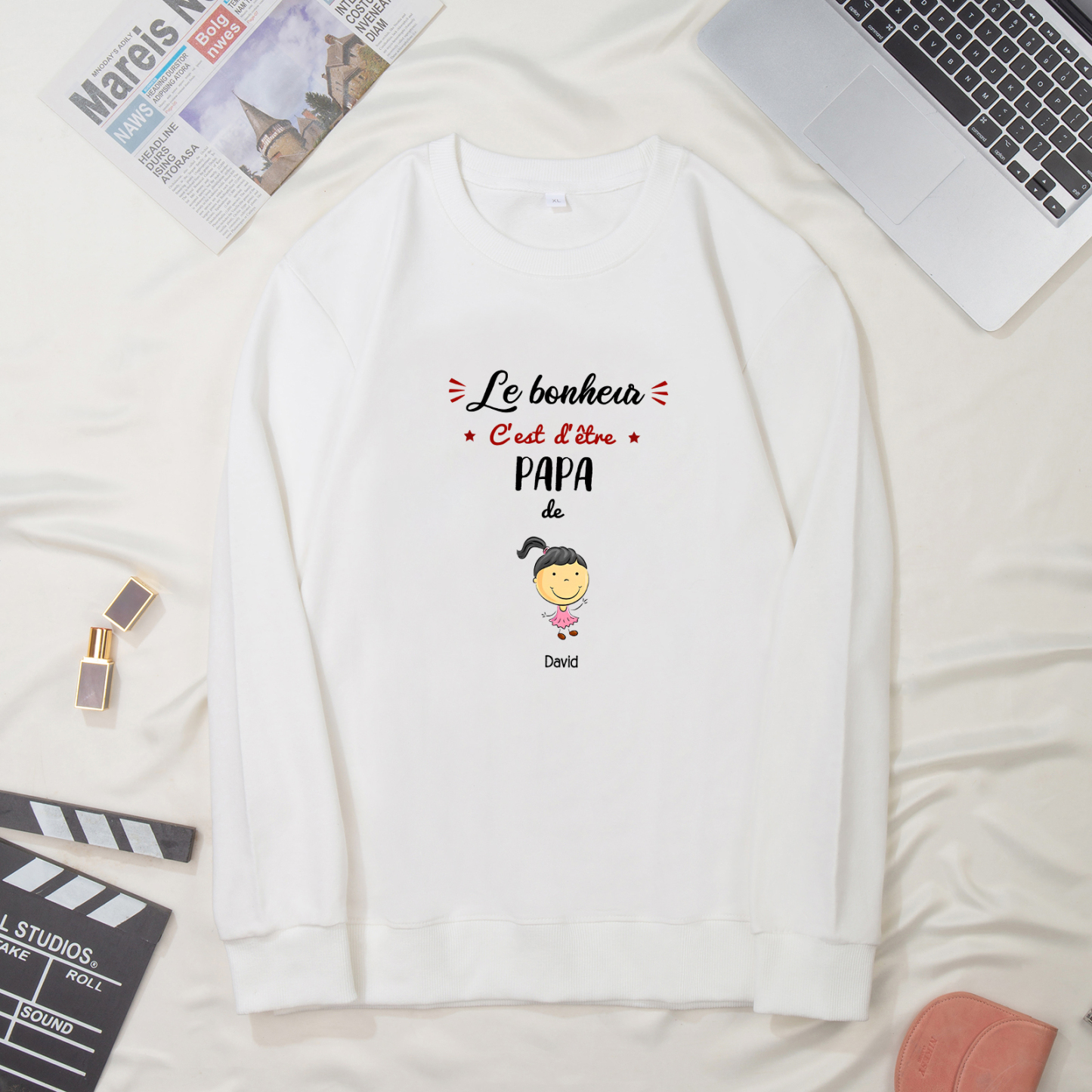 Sweat-Shirt 1 Enfant 1 Prénom Personnalisé avec Texte