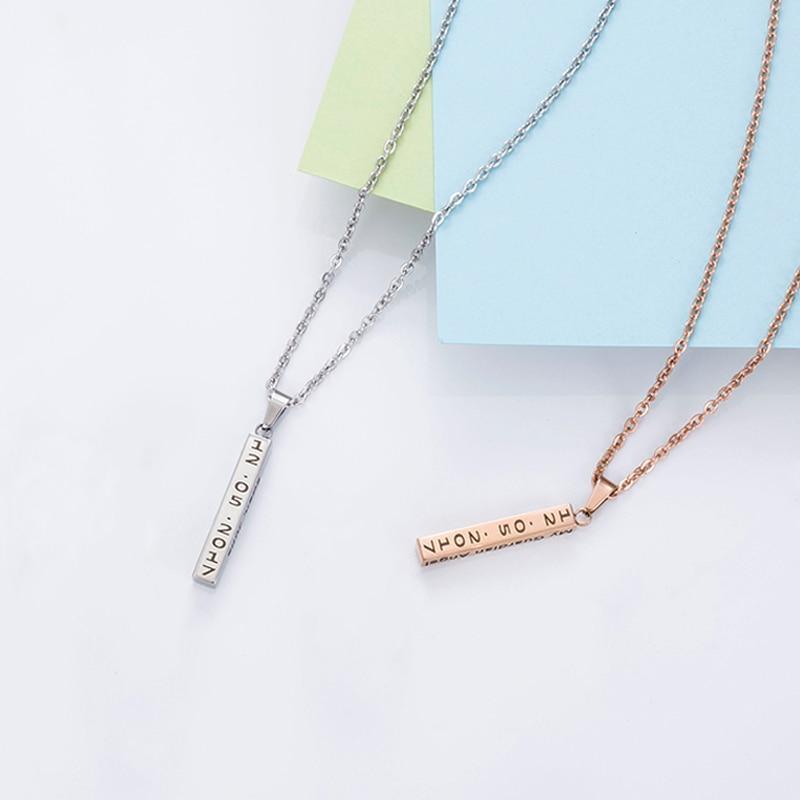 Collier de barre verticale Collier Personnalisé à 4 Côtés pour Homme｜Jessemade