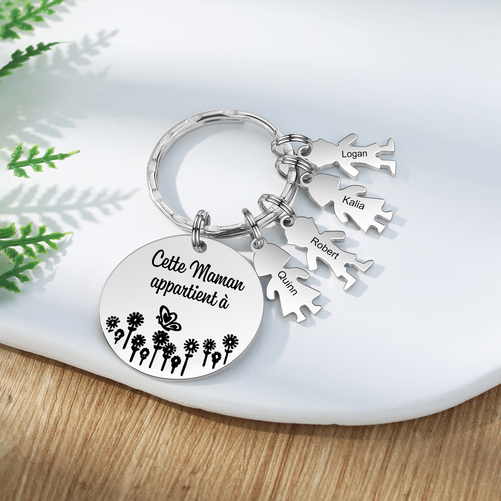 À Ma Maman - 1-5 Noms Porte-Clés Personnalisés Avec Breloques Enfants