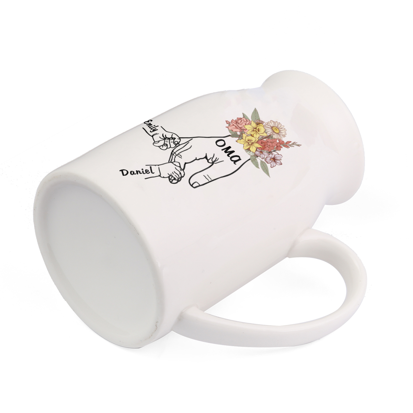 Vase à Fleurs la main dans la main 2 Prénoms Personnalisés avec Texte Décoration de la Maison