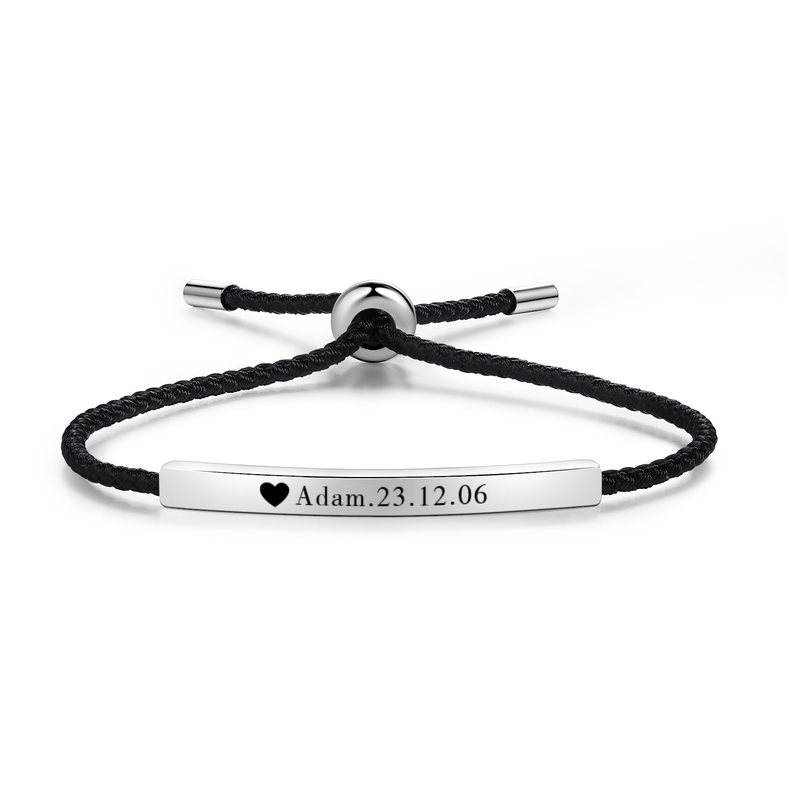 Bracelet 1 Prénom et Date Personnalisés pour Couple