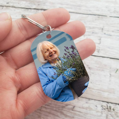 Porte-Clés Commémoratif 1 Prénom et Photo Personnalisés avec Date et Texte