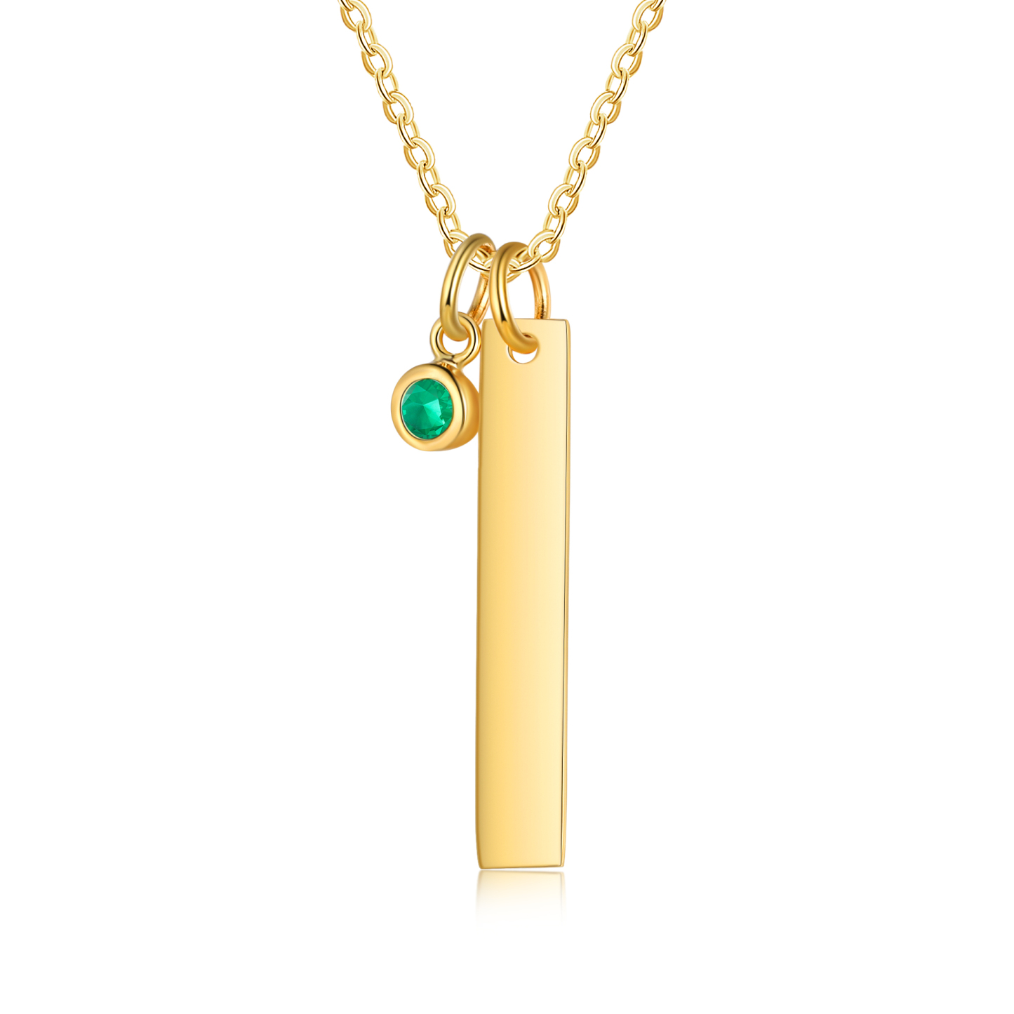 Collier Barre 1 Texte Personnalisé avec 1 Pierre de naissance Collier Femmes