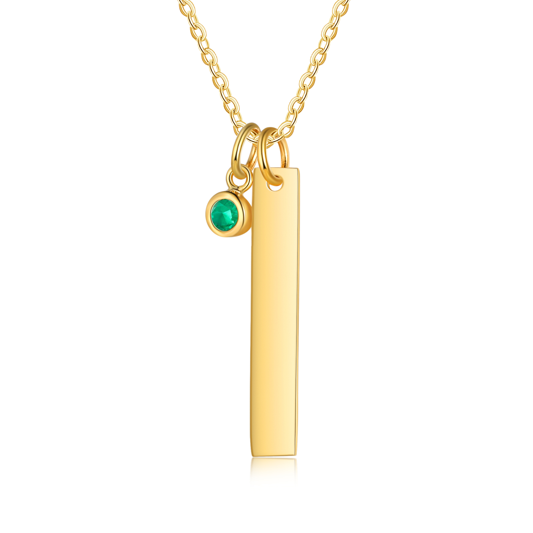 Collier Barre 1 Texte Personnalisé avec 1 Pierre de naissance Collier Femmes