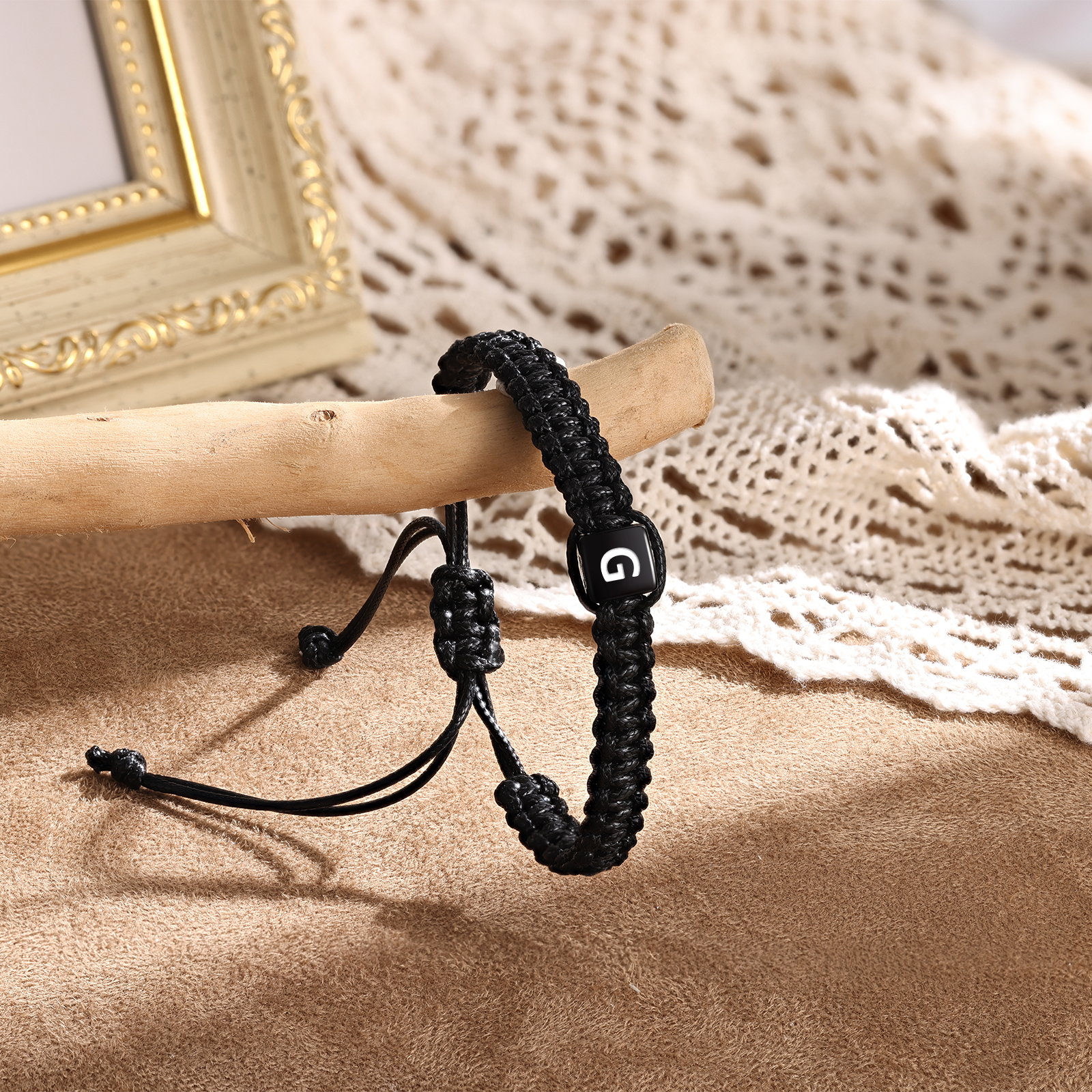 Bracelet en Cuir Dés 26 Lettres Personnalisées Bracelet Initiale｜Jessemade