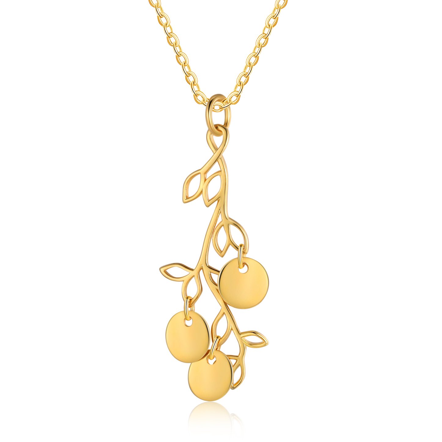 Collier Branches et Feuille 3 Letrres Personnalisés Collier Femmes