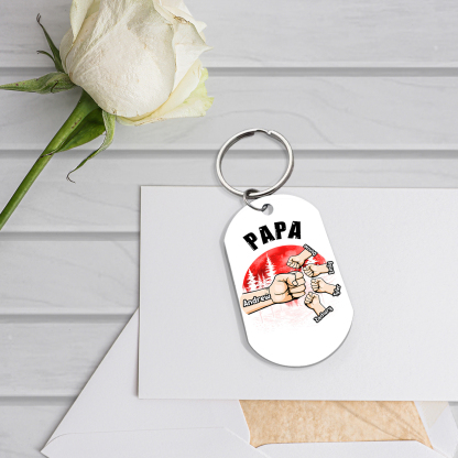À Papa/Papi - Porte-Clés Poings 5 Prénoms Personnalisés