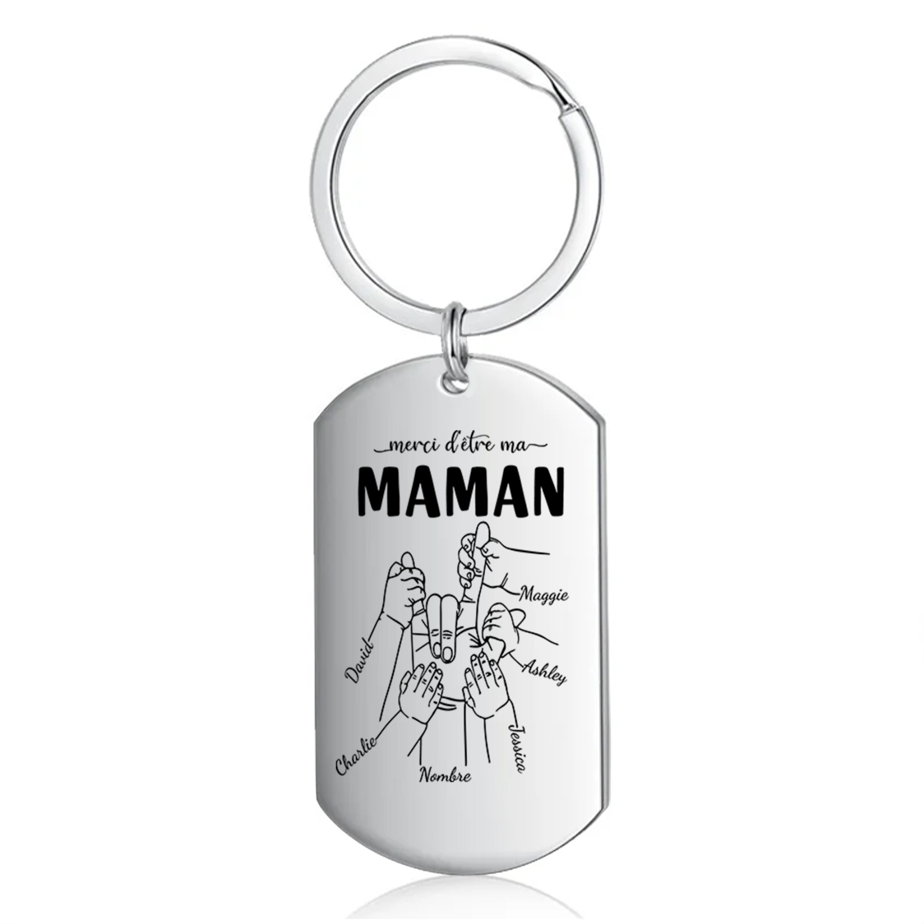 À Ma Maman - Porte-Clés la Main dans la Main 2-6 Prénoms Personnalisés