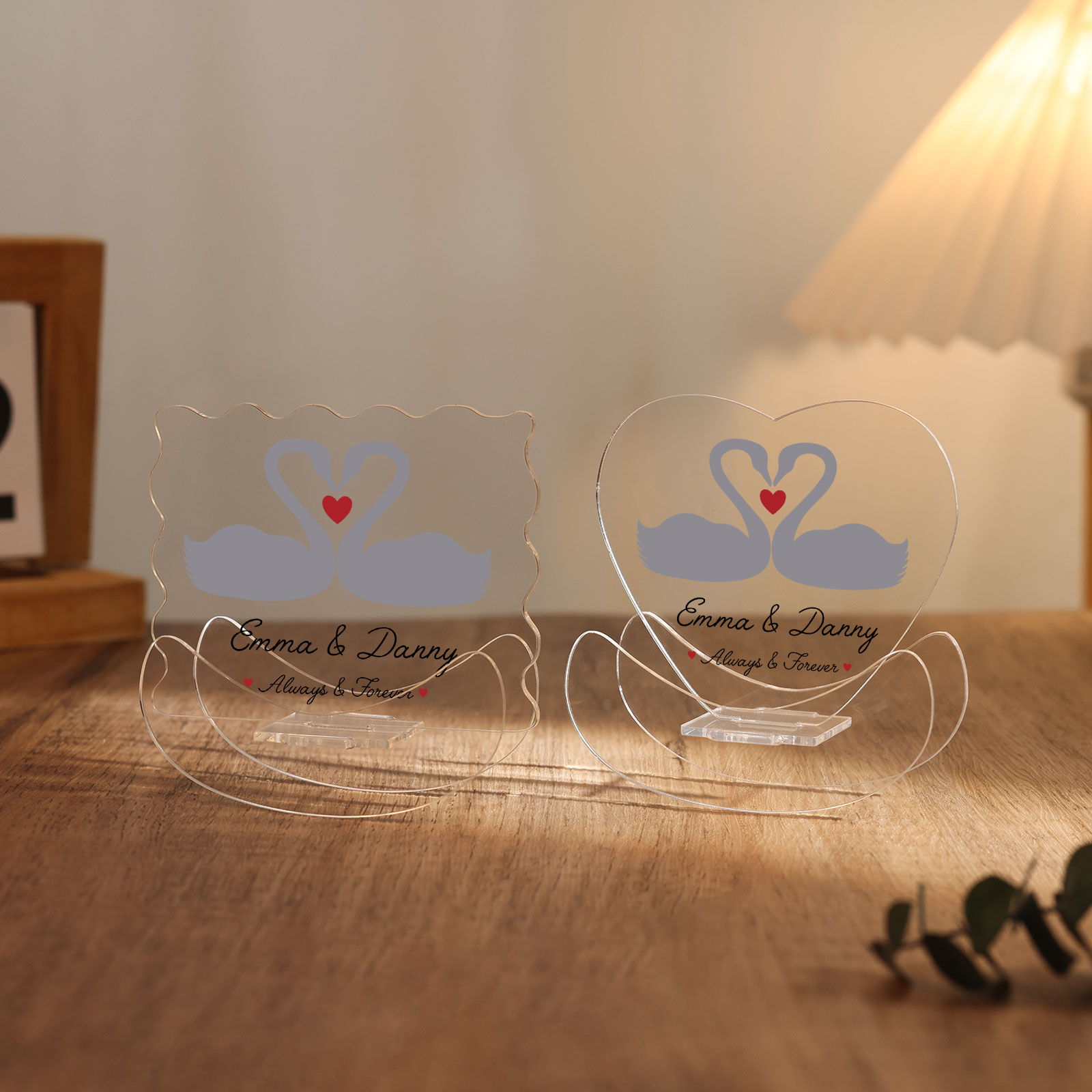 Ornements Panneau Acrylique 2 Prénoms Personnalisés avec Texte pour Couple