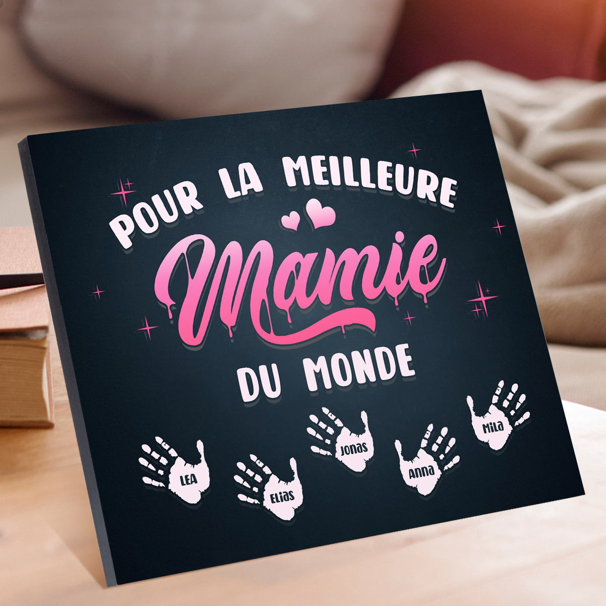 À ma Mamie - Cadre en Bois Arbre 1-6 Prénoms Personnalisés