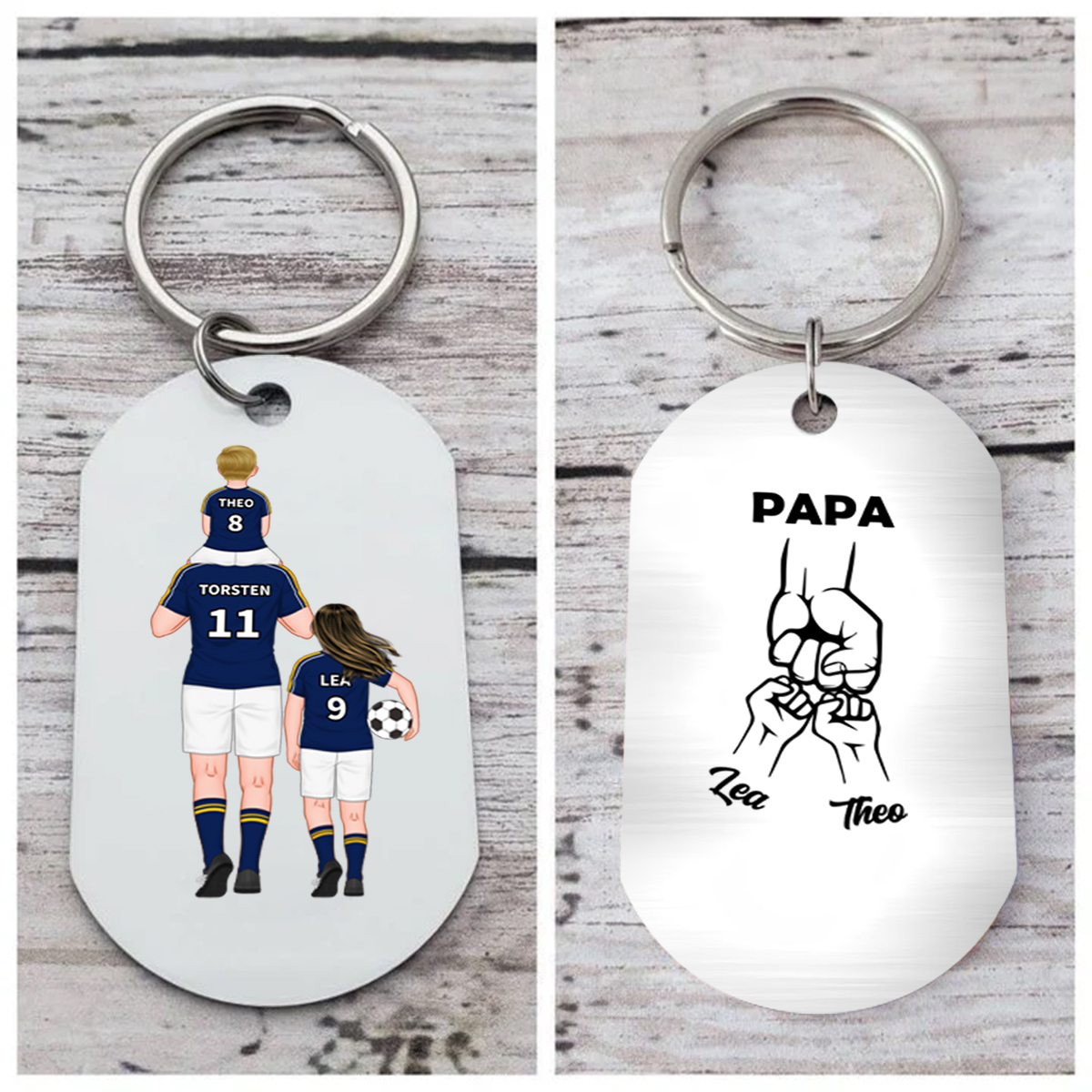 À mon Papa - Porte-Clés Famille du Football 2-4 Prénoms Personnalisés pour Famille | Jessemade