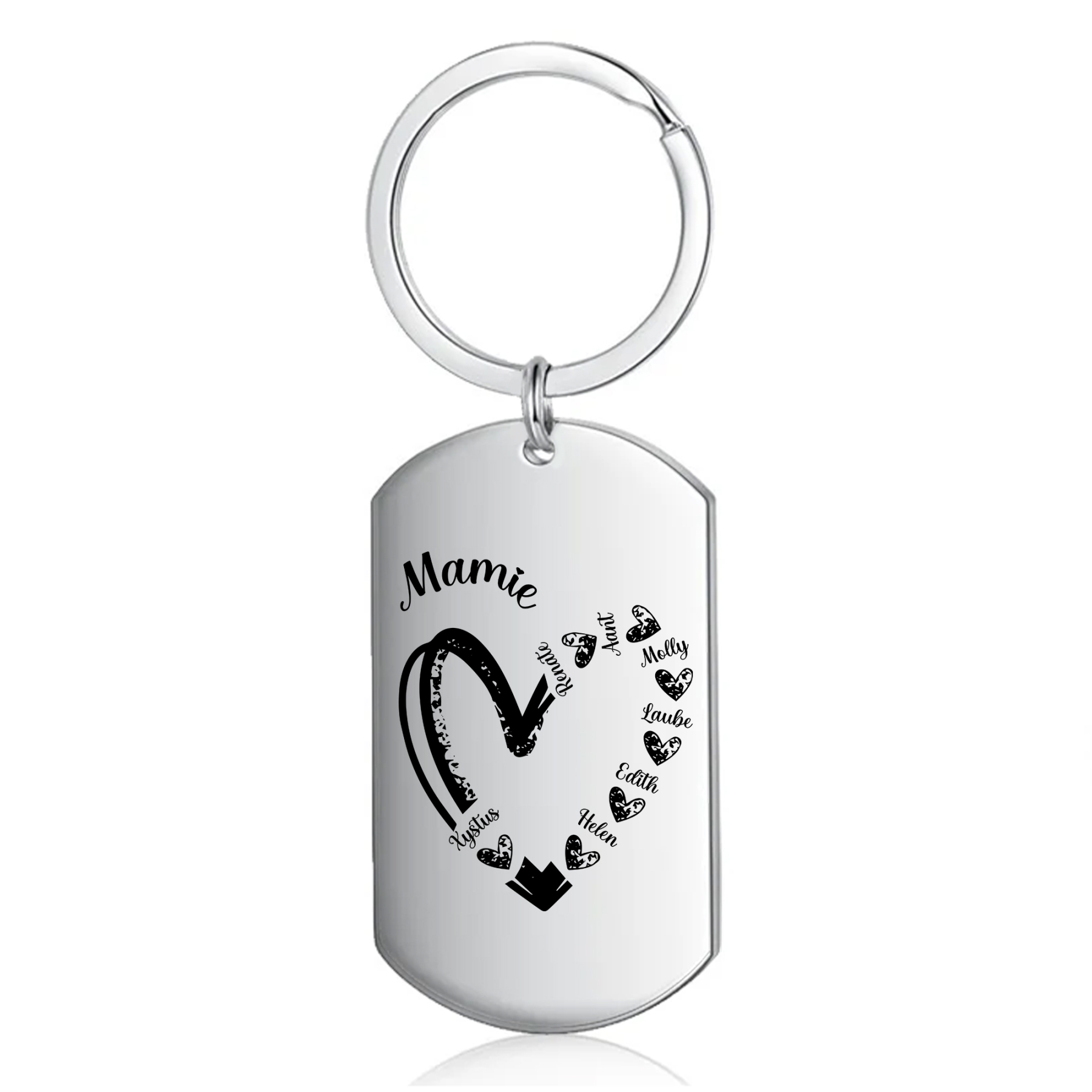 À Ma Mamie - Porte-Clés Cœur 2-7 Noms Personnalisés
