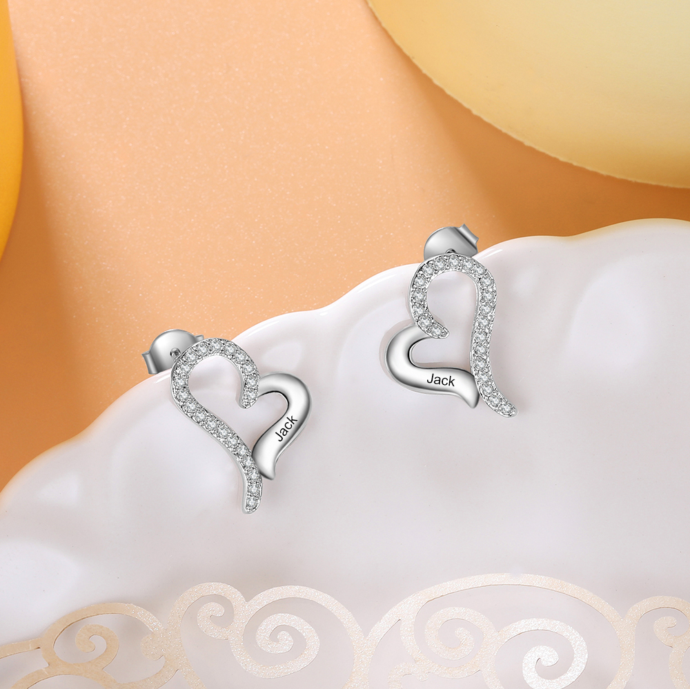 Boucles d'Oreilles cœur Prénom Personnalisé