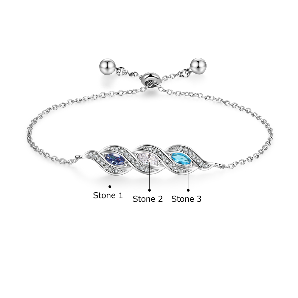 Bracelet reglable 3 Pierre de Naissance