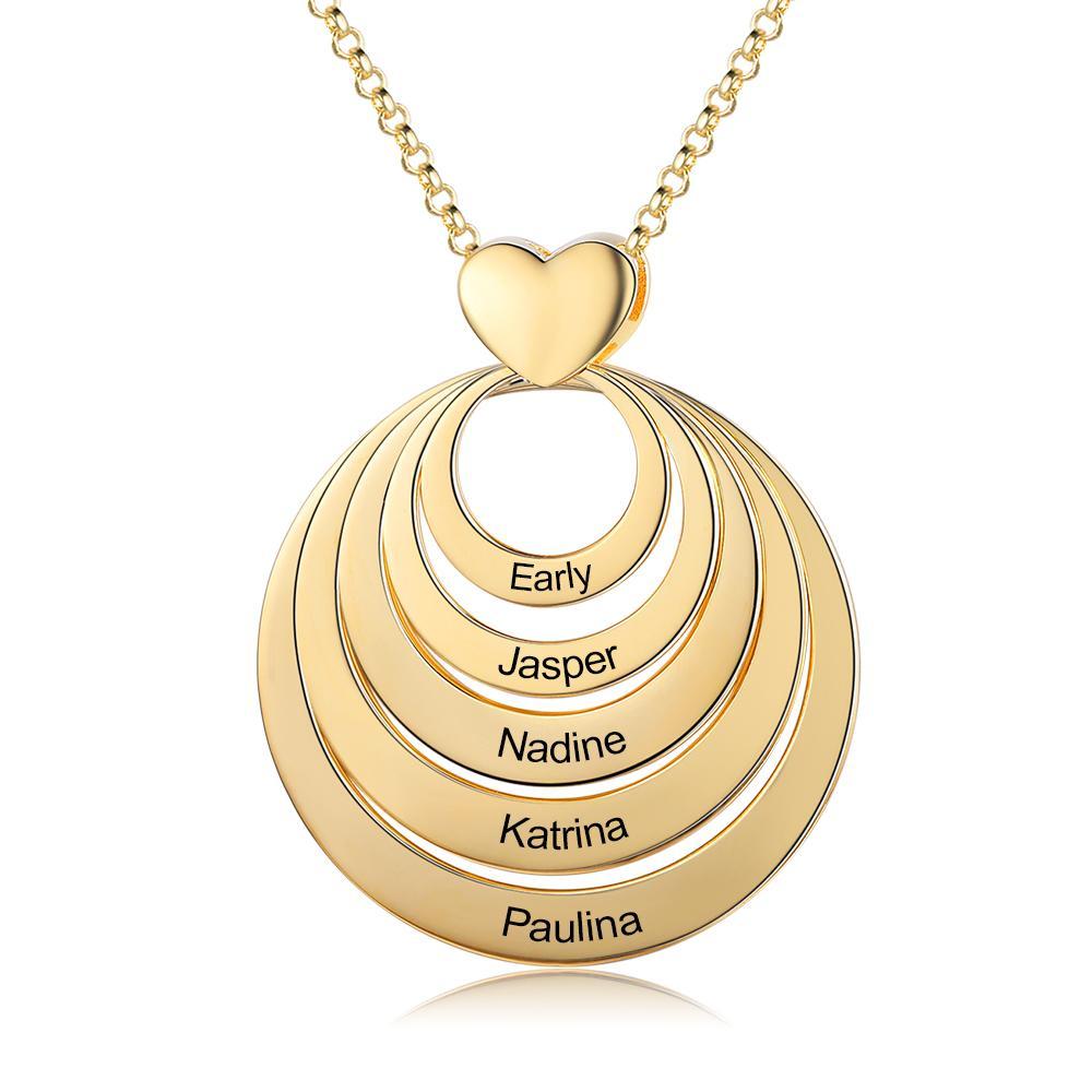 Collier Personnalisé à 5 Cercles Empilés Pour Famille