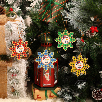 2-6 Noms Décoration Sapin Noël Personnalisés Décoration Flocon en Bois en couleur Vert | Jessemade