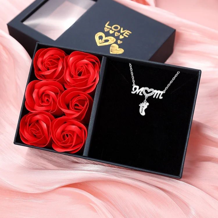 Collier Pied Bébé 1 Prénom Personnalisé pour Maman