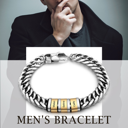 À mon Papa - Bracelet personnalisé en Acier inoxydable avec 3 Prénoms gravés | Jessemade