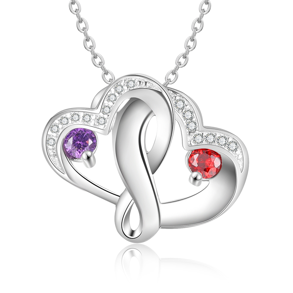 Collier 2 Prénom Personnalisé cœur argent 925
