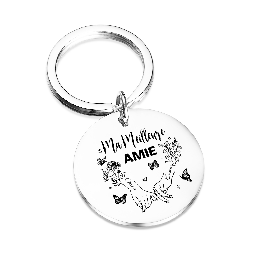 À Ma Meilleure Amie - Porte-Clés avec 2 Prénoms Personnalisés Porte-Clés Promesse du petit doigt