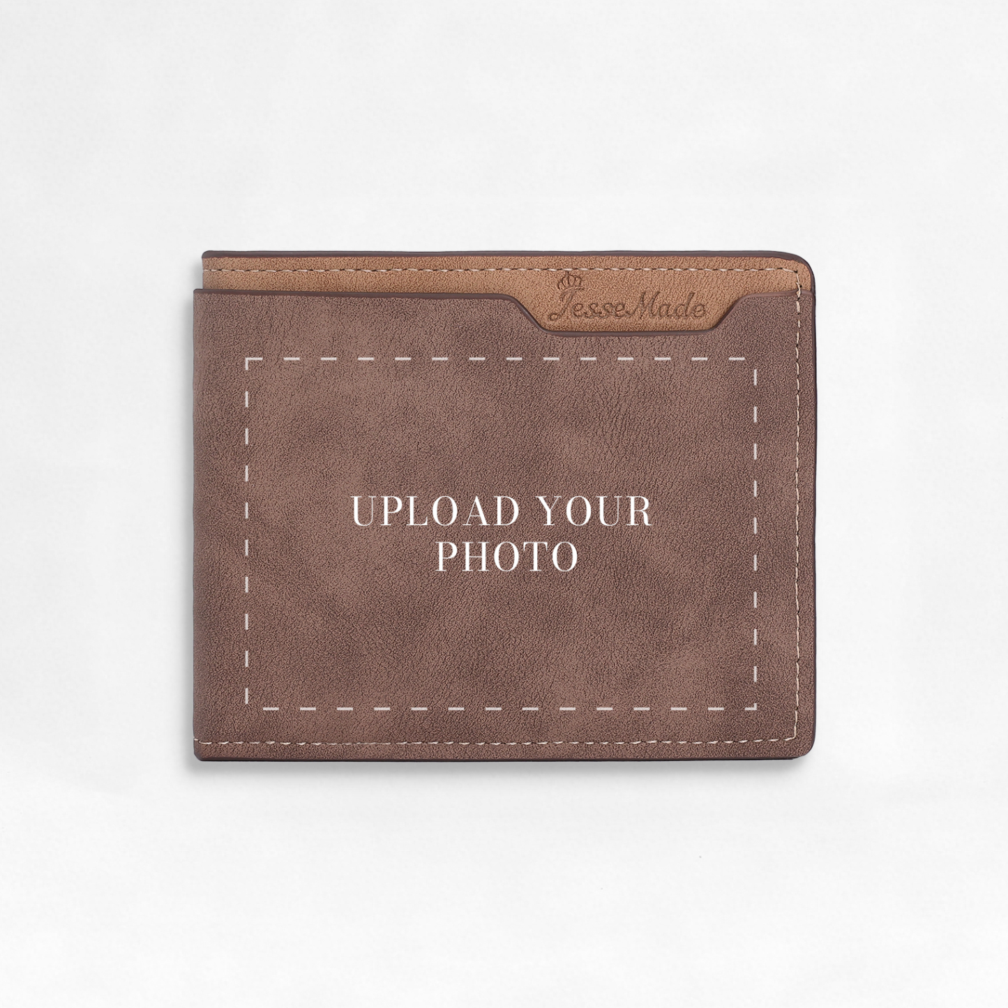 Portefeuille 1 Prénom Personnalisé avec Photo et Lettre Classique Homme Porte-Monnaie Carte Brun | Jessemade