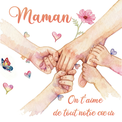 Carte Mère et Enfant se tenant la main Cadeau pour Maman