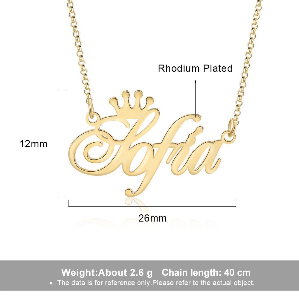 Collier Argent Prénom Personnalisé Avec Couronne Collier