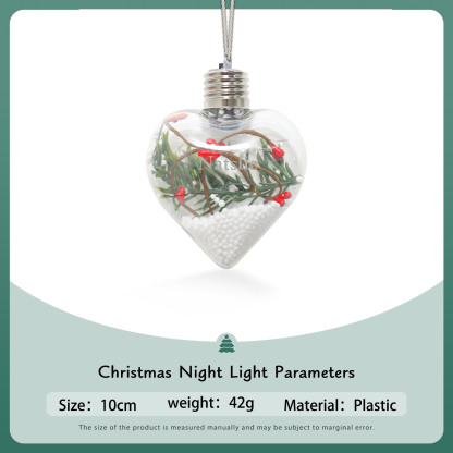 Ornements de Boule transparente Cœur de Noël avec lumières LED texte Personnalisé boule de noël | Jessemade