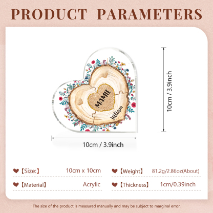 À ma Maman/Mamie - Plaque Acrylique Morceaux de coeur 2 Prénoms Personnalisés