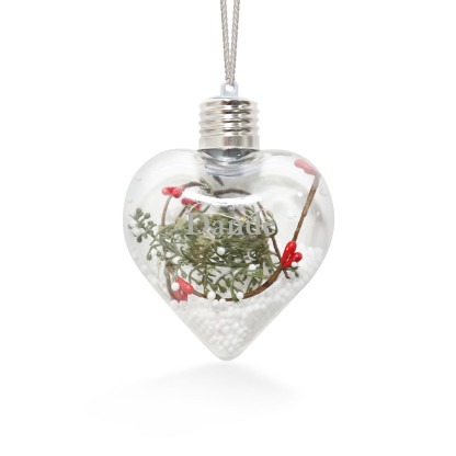 Ornements de Boule transparente Cœur de Noël avec lumières LED texte Personnalisé boule de noël | Jessemade