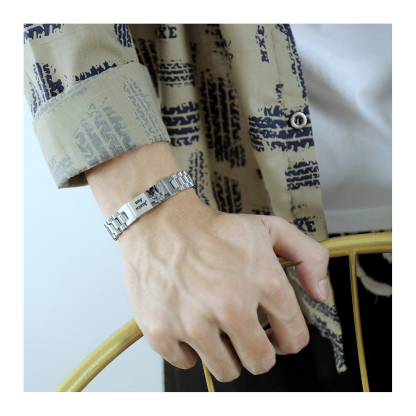 À Mon Homme - Bracelet Personnalisé 1 texte avec 1 photo en Acier inoxydable