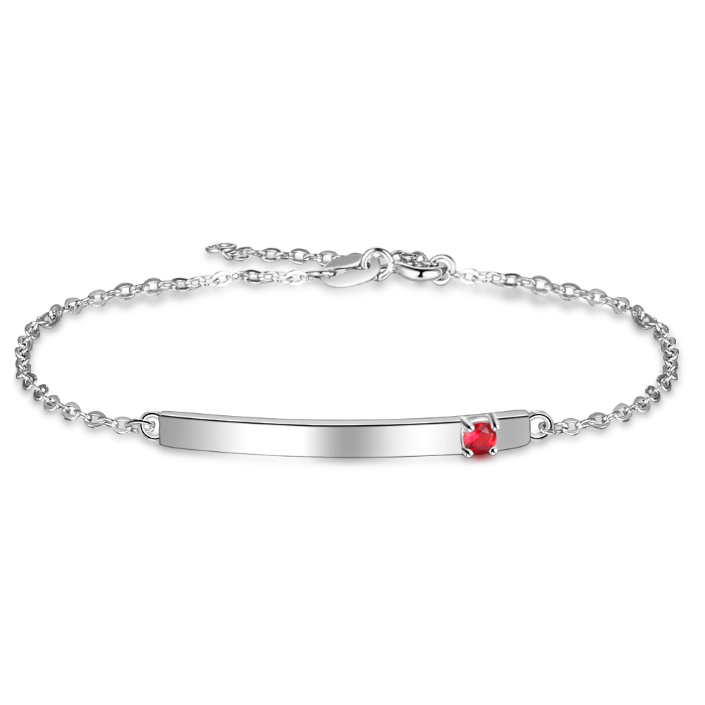 Bracelet gourmette prénom 1 Pierre de Naissance