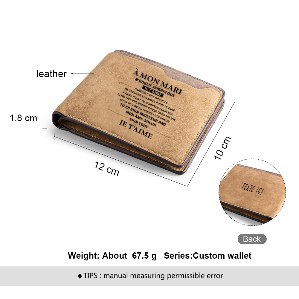 A Mon Mari - Portefeuille texte Personnalisé Classique Homme