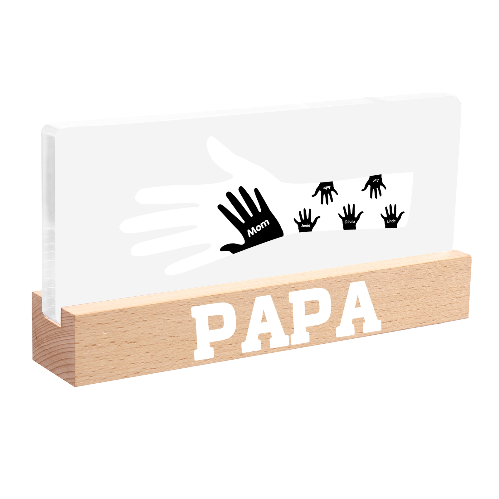 À Papa/Maman- Lampe de chevet LED Mains 6 Prénoms Personnalisés avec Texte pour Famille