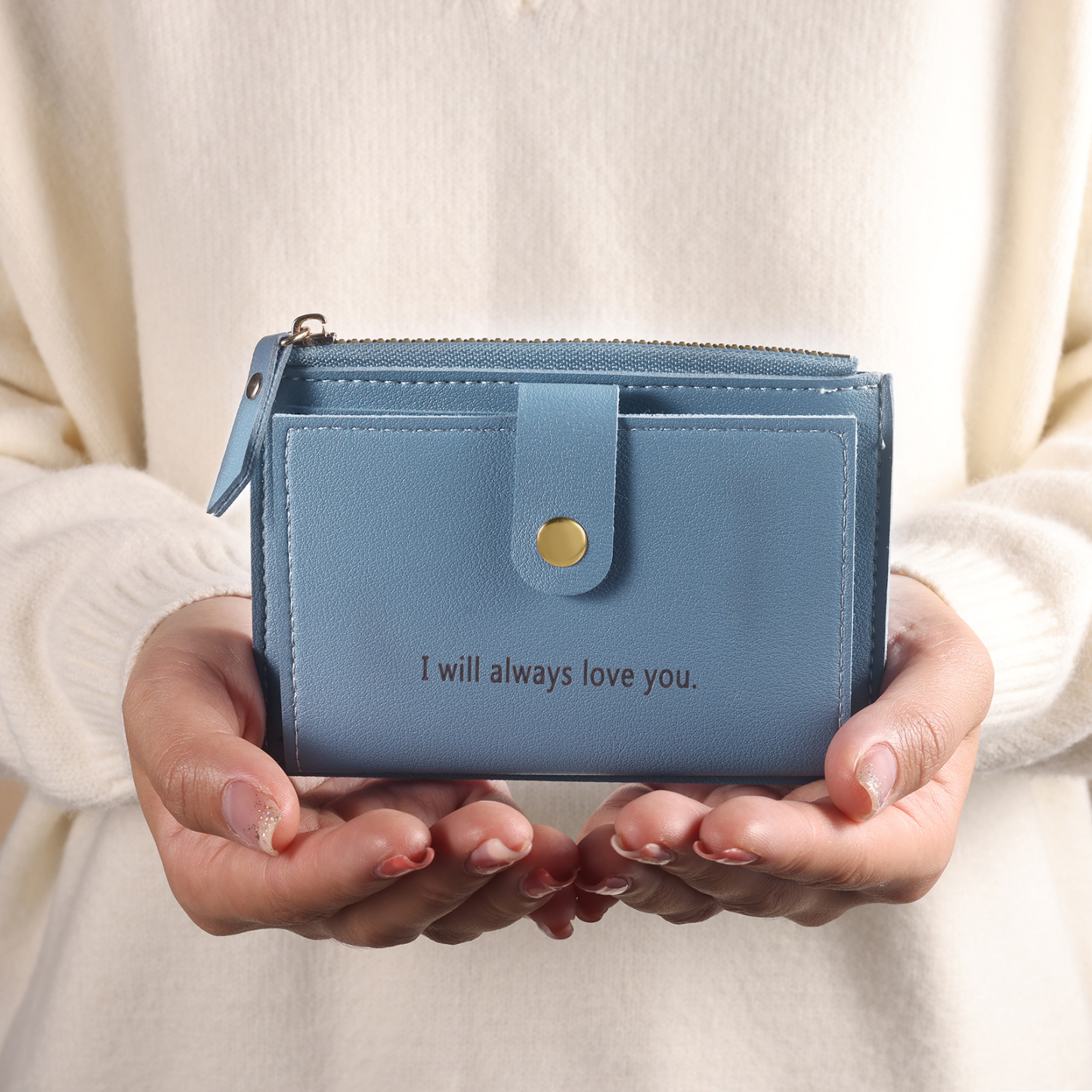 Portefeuille Femme Photo et Texte Personnalisés Porte-Monnaie Carte