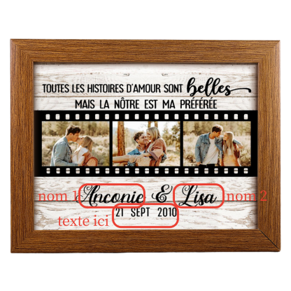 Cadre en bois de Saint-Valentin 2 Prénoms personnalisé avec 3 photos et date | Jessemade