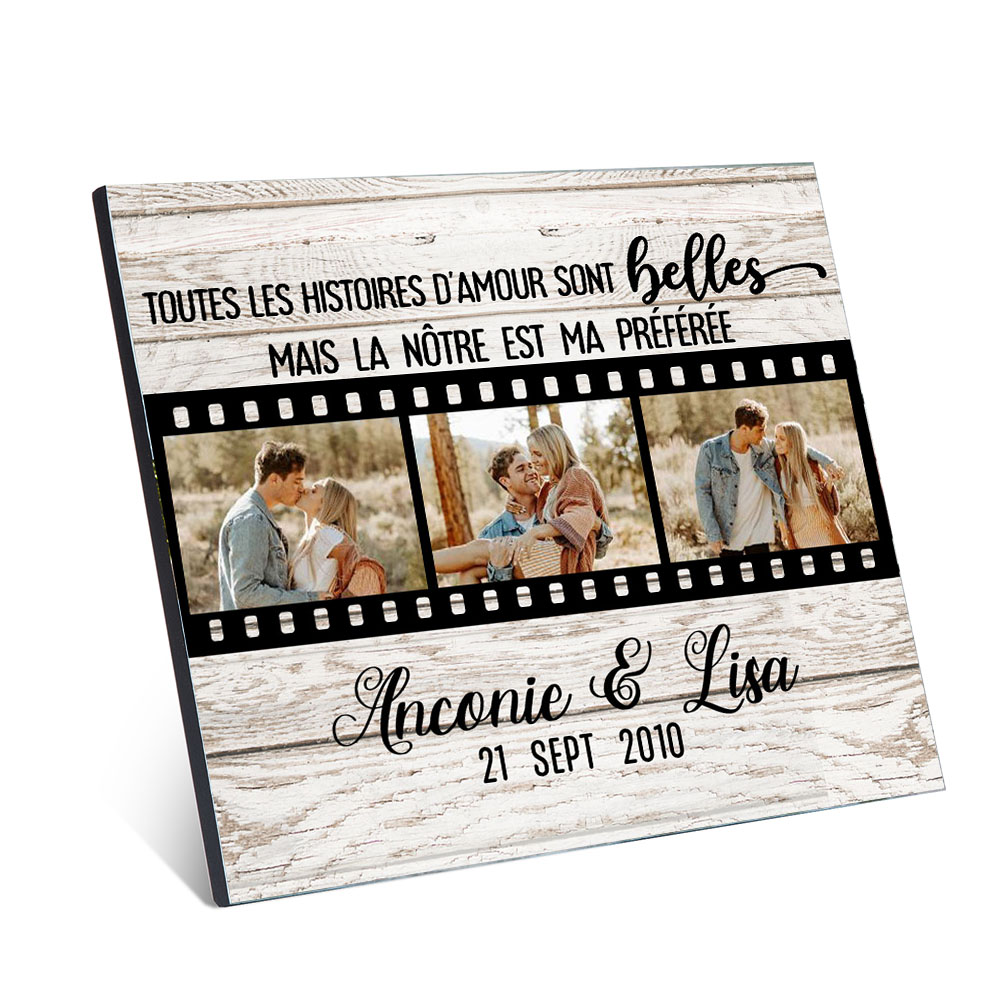 Cadre en bois de Saint-Valentin 2 Prénoms personnalisé avec 3 photos | Jessemade