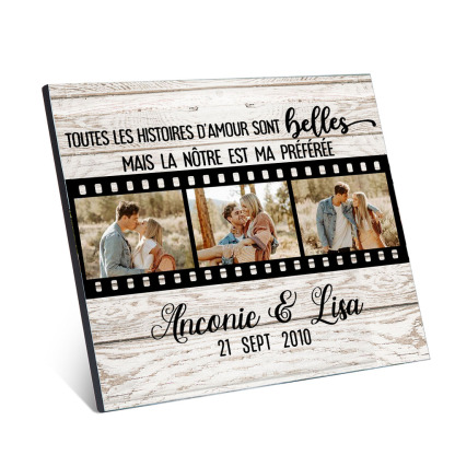 Cadre en bois de Saint-Valentin 2 Prénoms personnalisé avec 3 photos | Jessemade