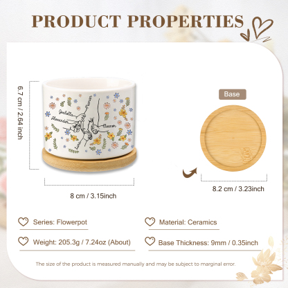 Vase/Pot de Fleurs la main dans la main 5 Prénoms Personnalisés Décoration de la Maison (sans plantes)