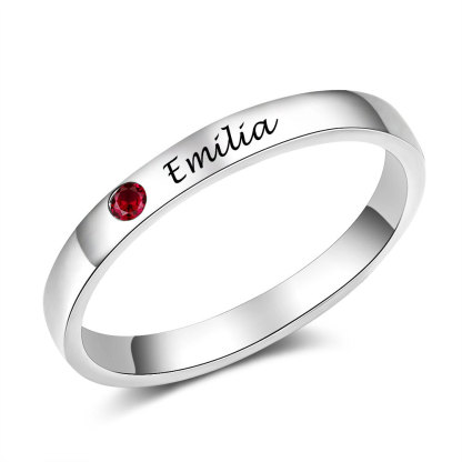 Bague Prénom Personnalisé avec 1 Pierre de Naissance
