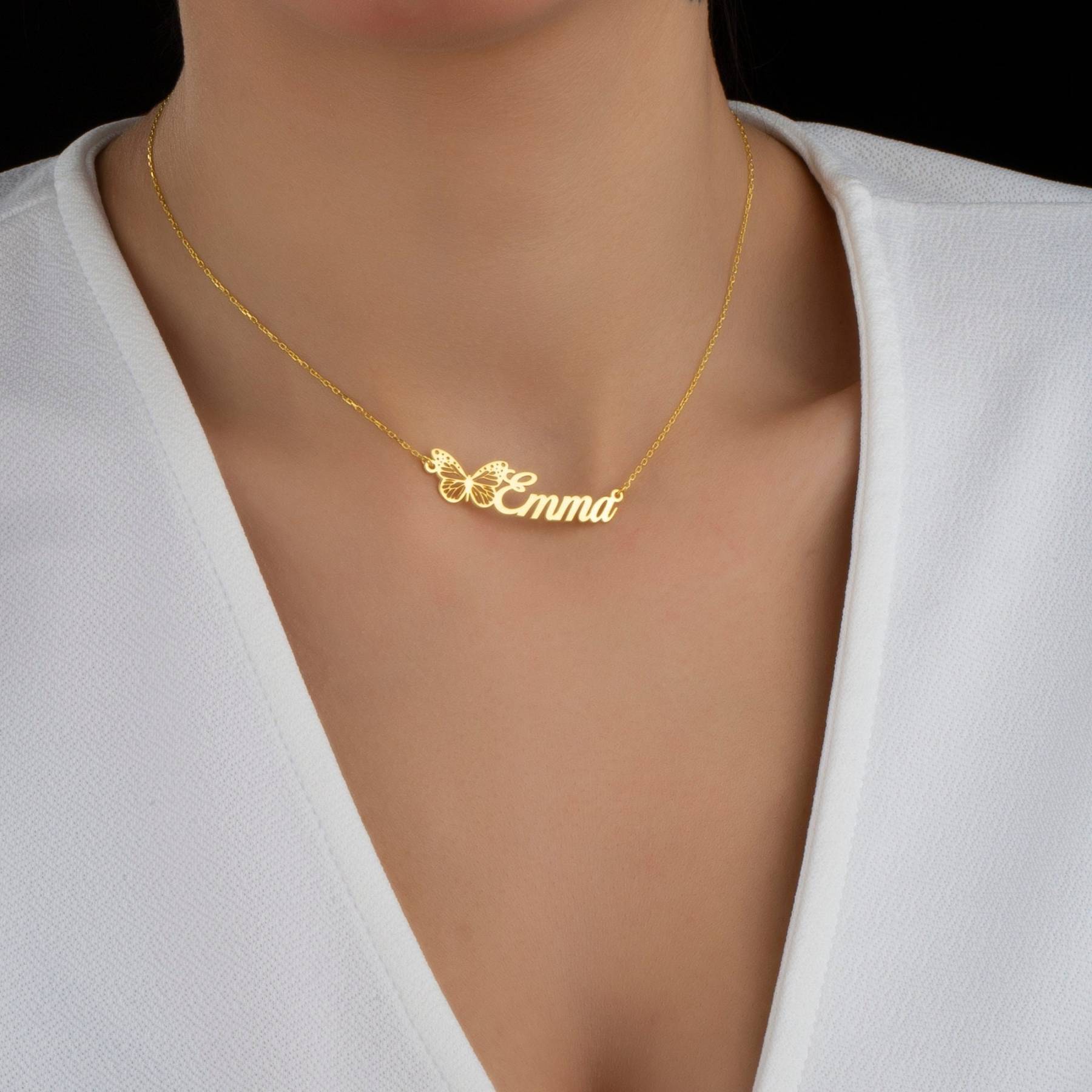 Jessemade FR Collier Prénom Personnalisés Papillon