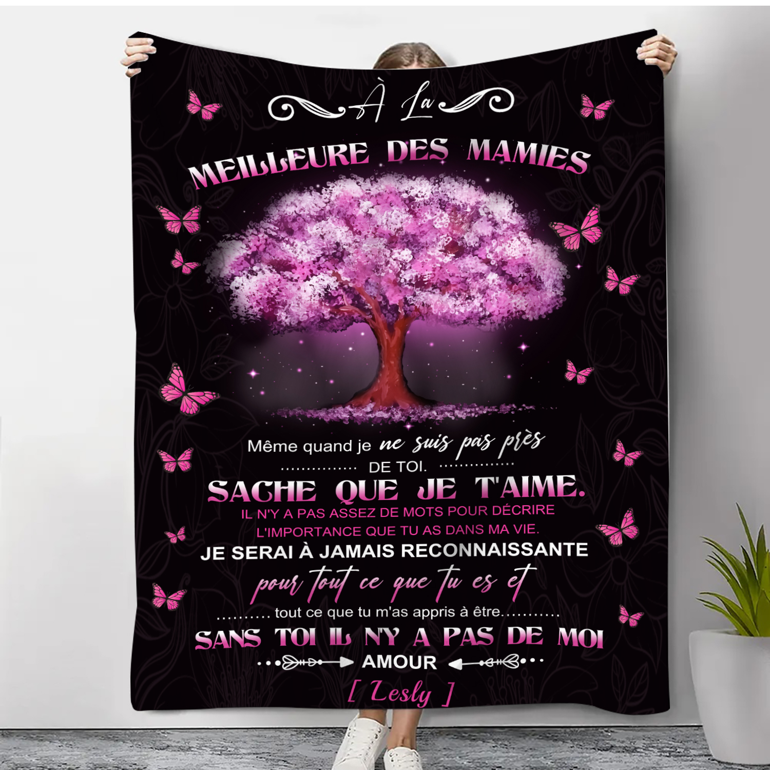 À ma Mamie - Couverture Plaids Polaire 1 Prénom Personnalisé