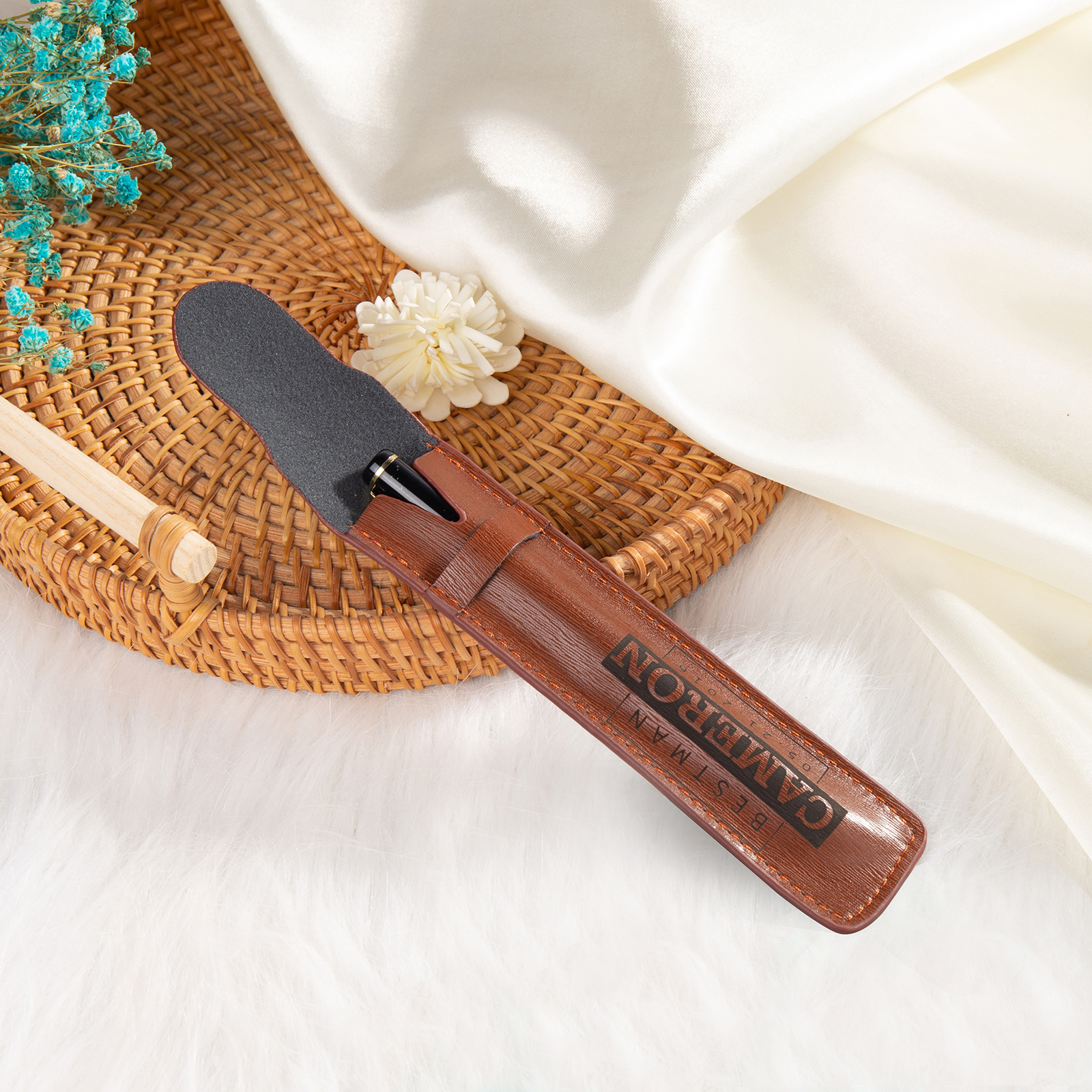 Porte-Stylo en Cuir PU Prénom Personnalisé avec un stylo