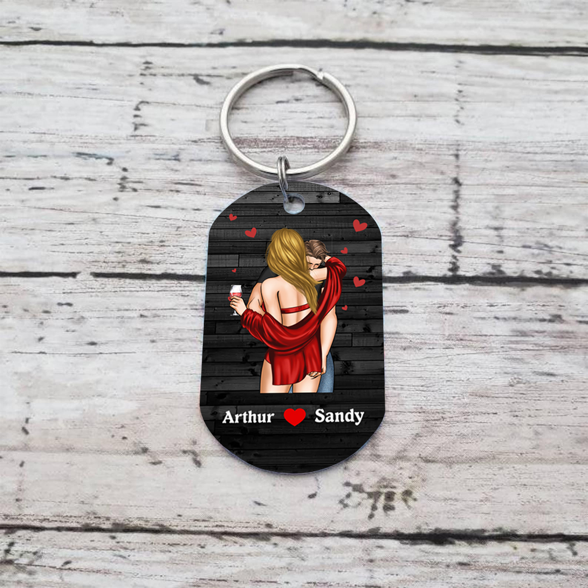 Porte-Clés 2 Prénoms Personnalisés pour Couple