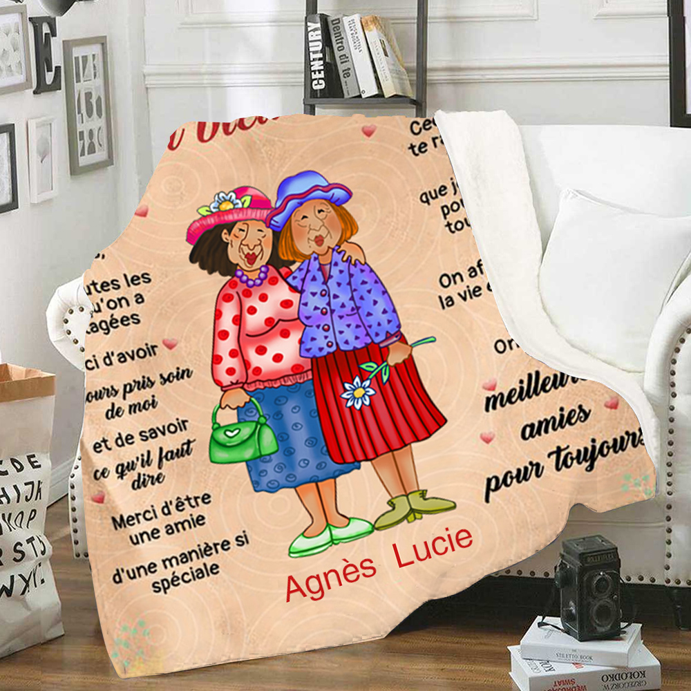 À ma Vieille Amie - Couverture Plaids Polaire 2 Prénoms Personnelisés